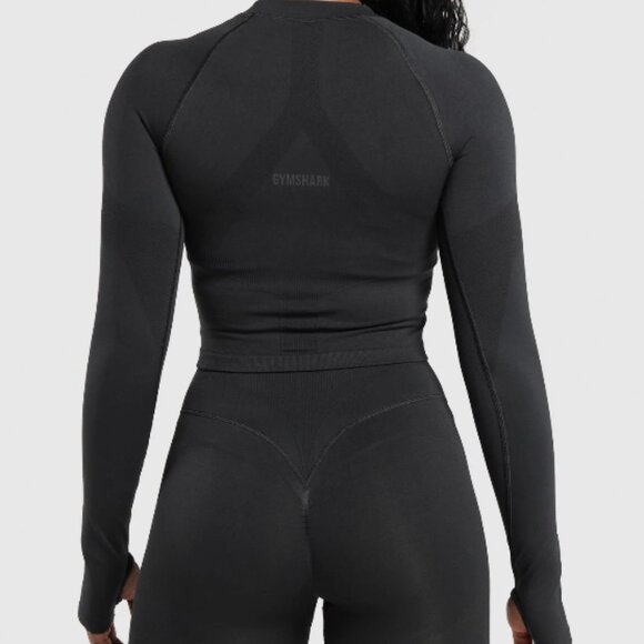 BNWT GYMSHARK Activate Long Sleeve Top Black Sold Out XS - Picture 2 of 7